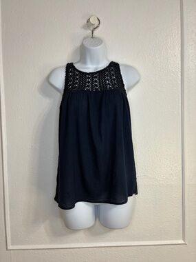 Abercrombie & Fitch Navy Blue Tank Top w/ Crochet cotton upper sz.S